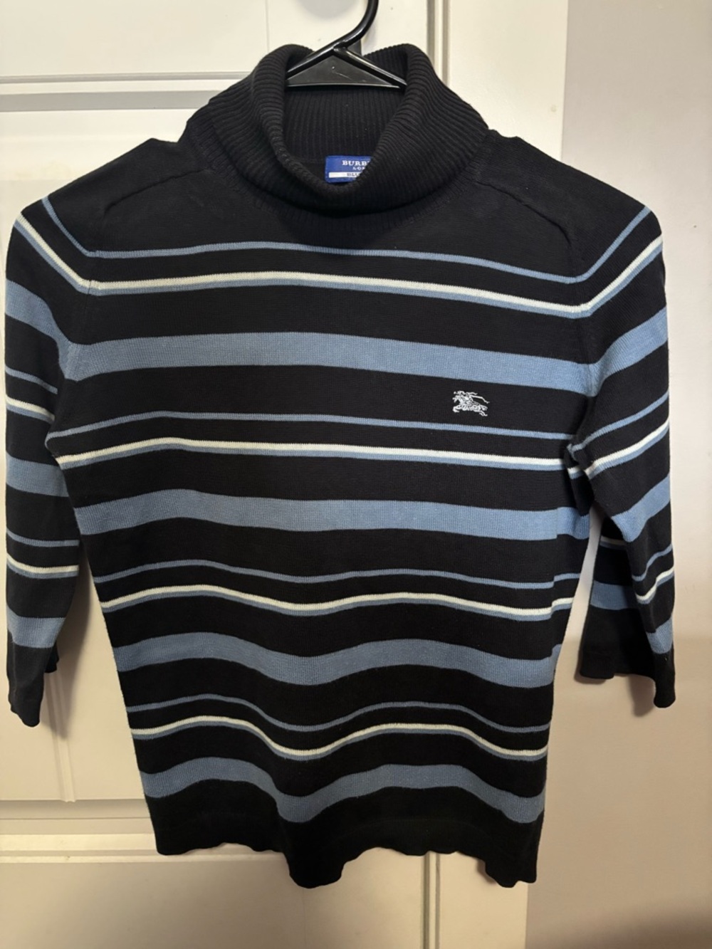 Burberry London Black, Blue & Cream Striped Turtleneck Sweater -women’s used